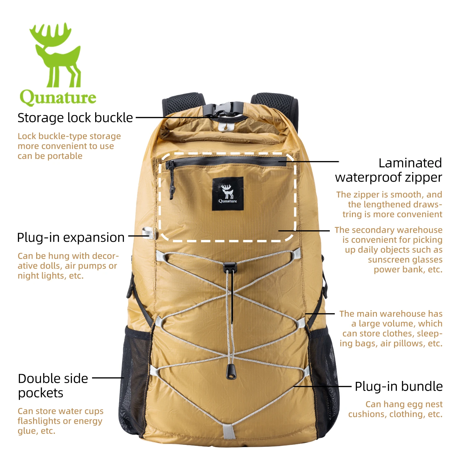 Qunature 20l mochila dobrável  - Cycling Commuter Backpack avaliação e preço
